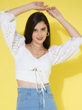 White Schiffli Top
