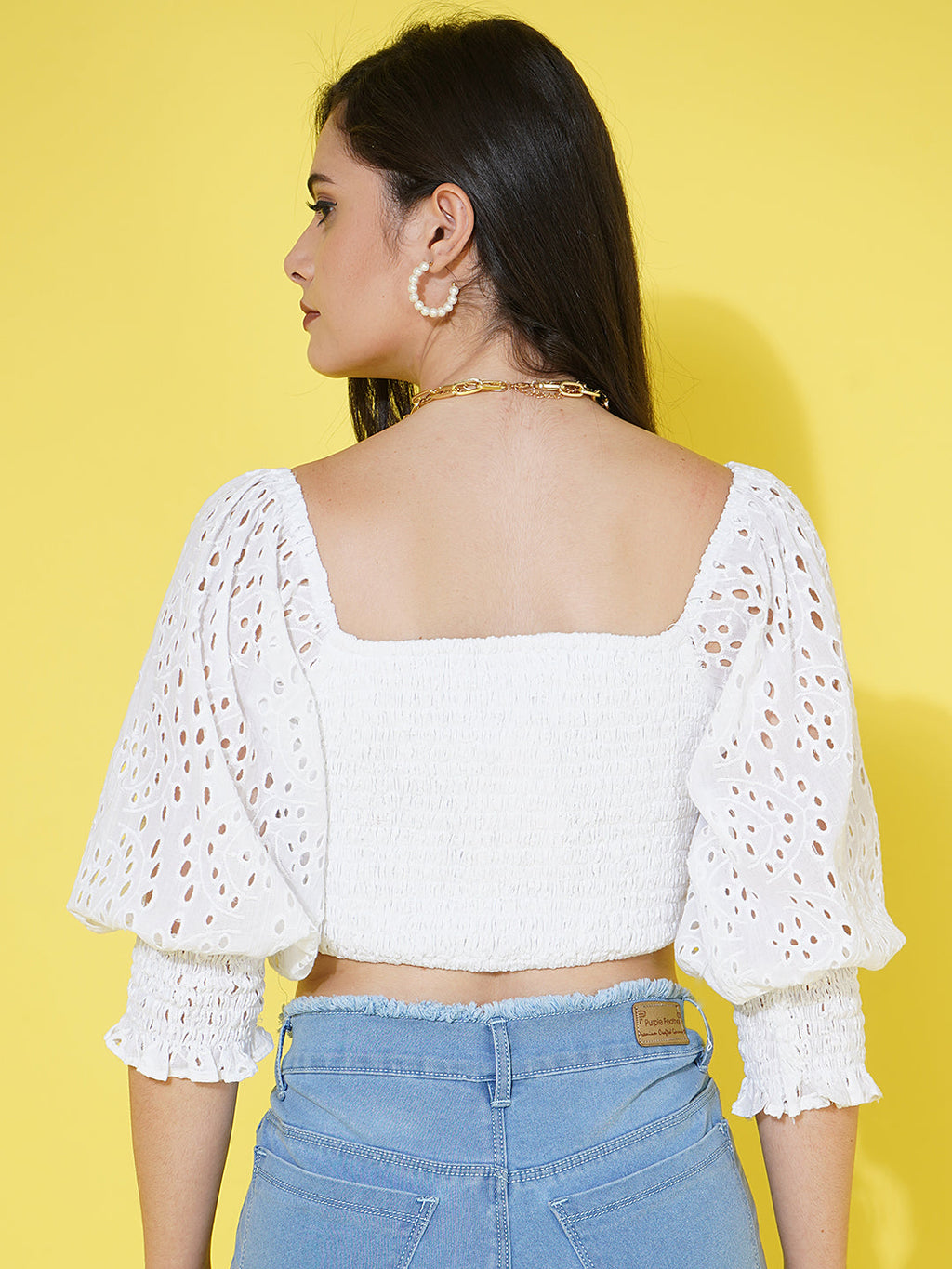 White Schiffli Top