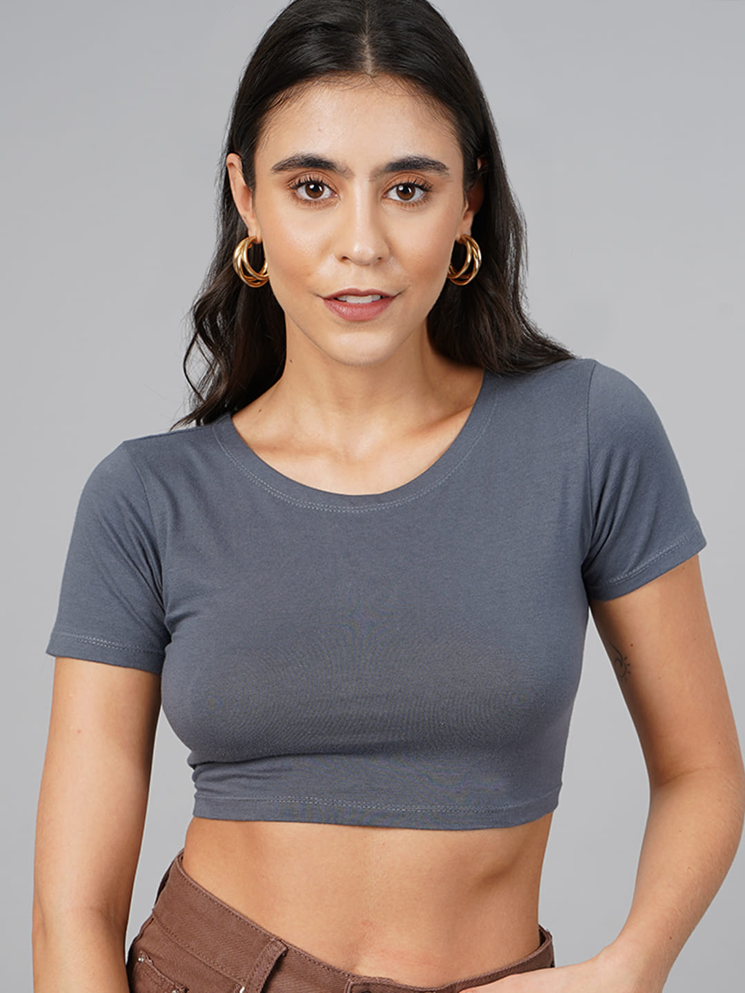 SCORPIUS Grey Knot Crop Top