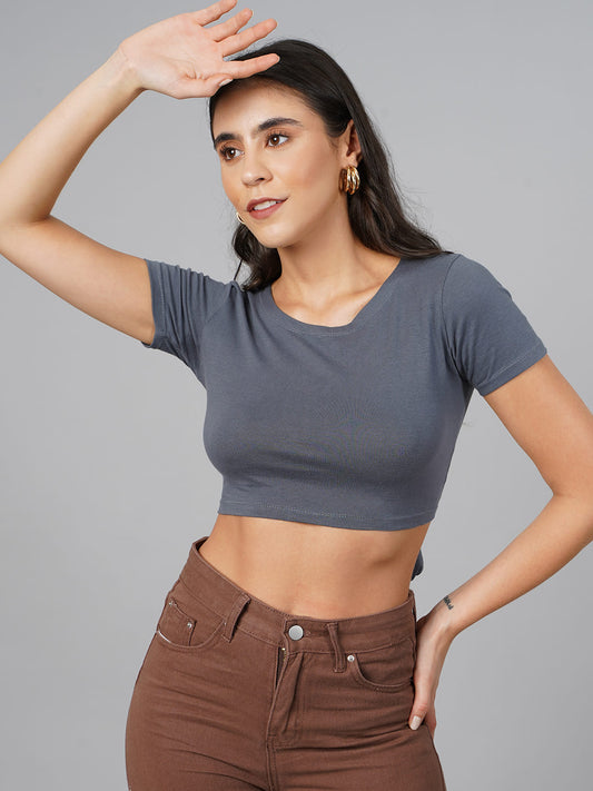 SCORPIUS Grey Knot Crop Top