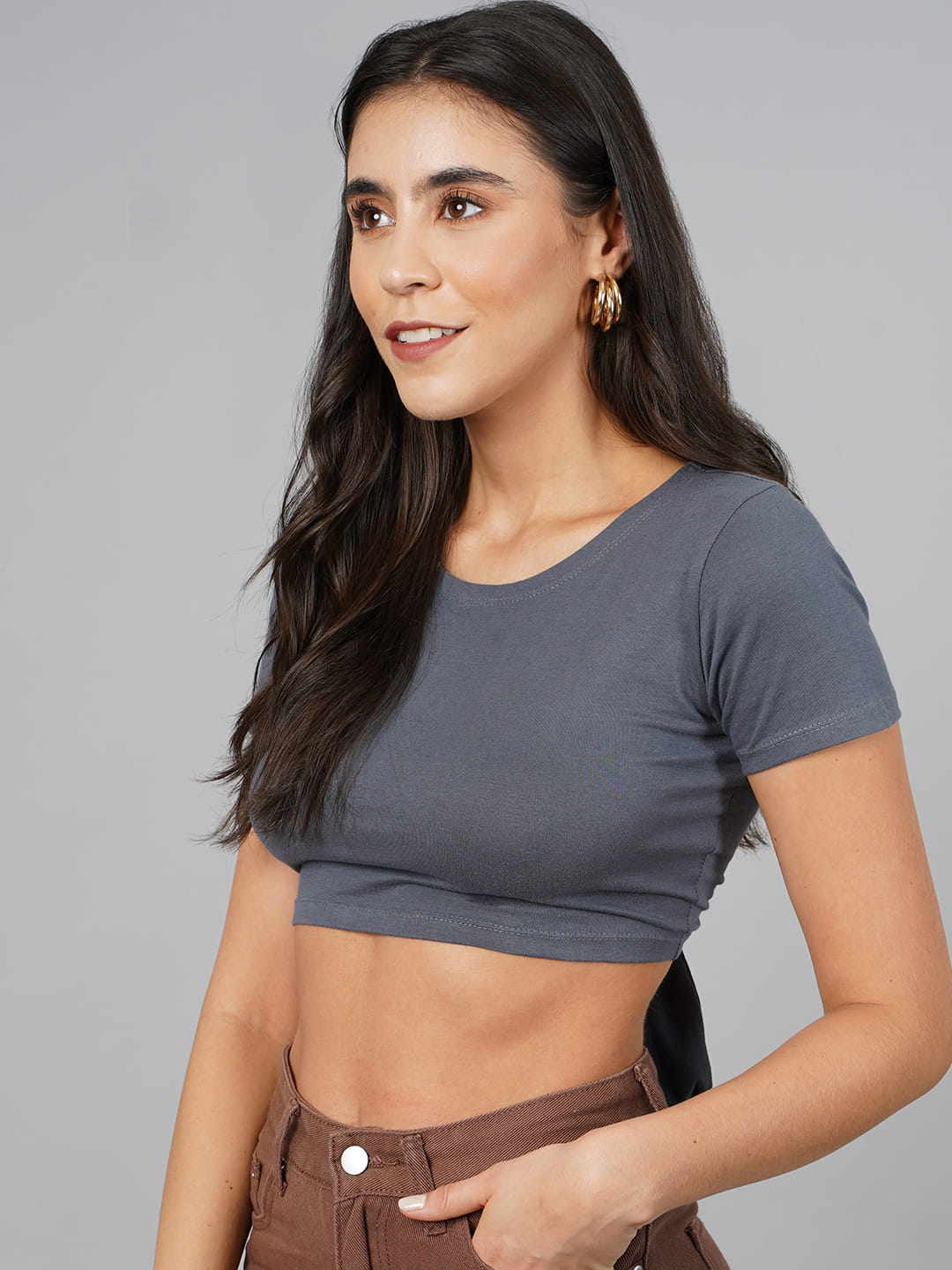 SCORPIUS Grey Knot Crop Top