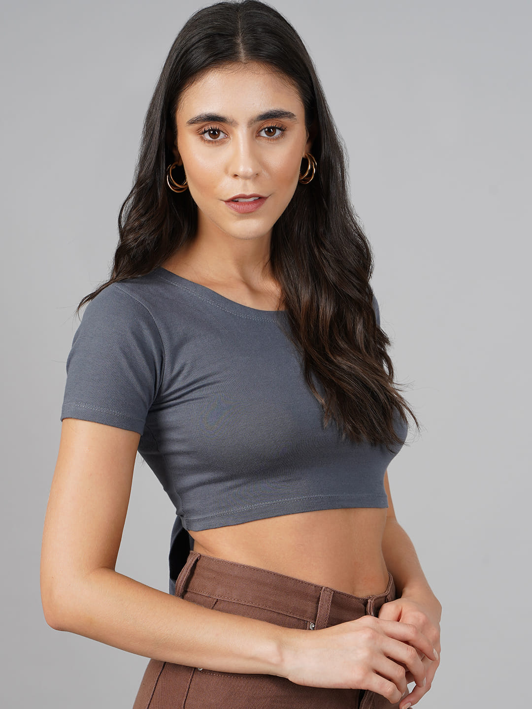 SCORPIUS Grey Knot Crop Top
