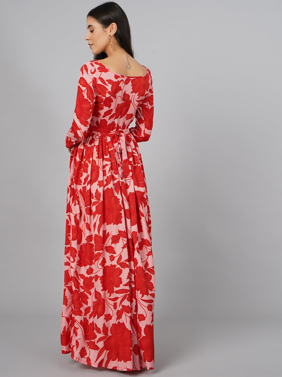 SCORPIUS Red Floral Maxi Dress