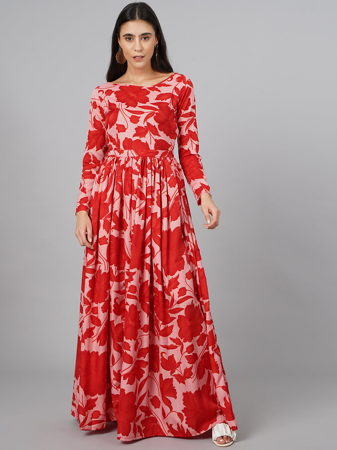 SCORPIUS Red Floral Maxi Dress