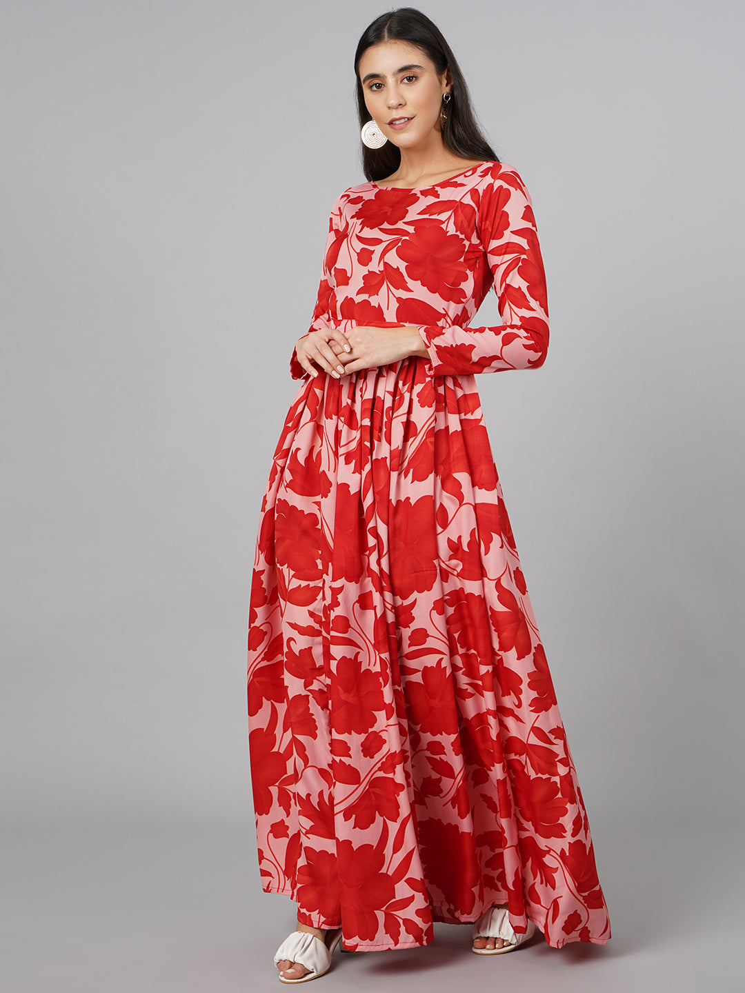 SCORPIUS Red Floral Maxi Dress