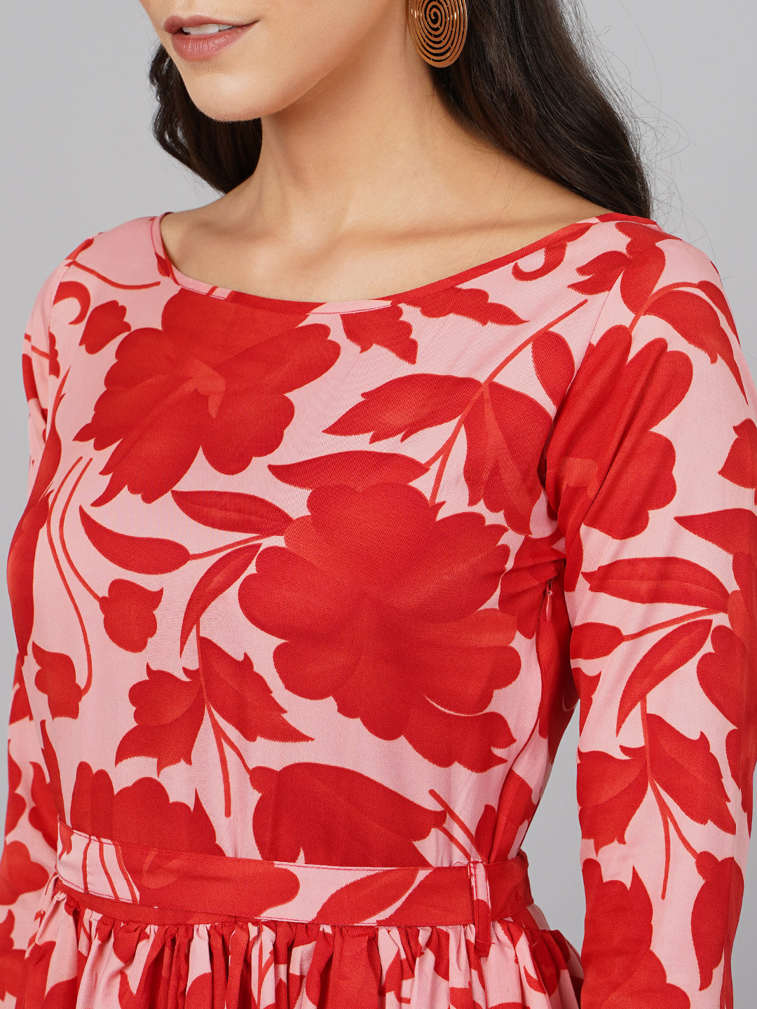 SCORPIUS Red Floral Maxi Dress