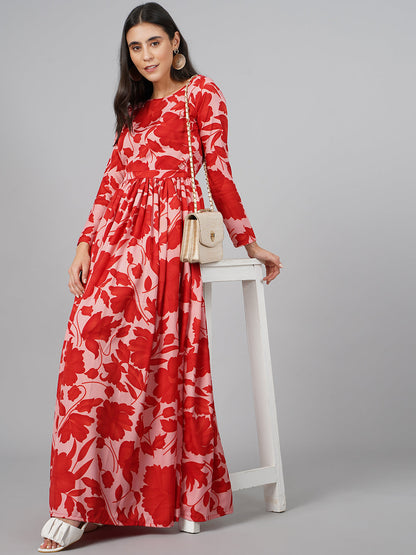 SCORPIUS Red Floral Maxi Dress