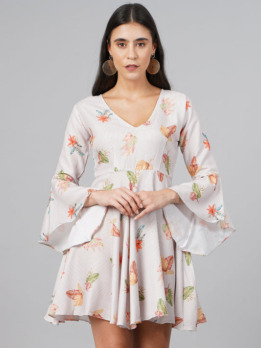 SCORPIUS Swiss OffWhite Printed Dress