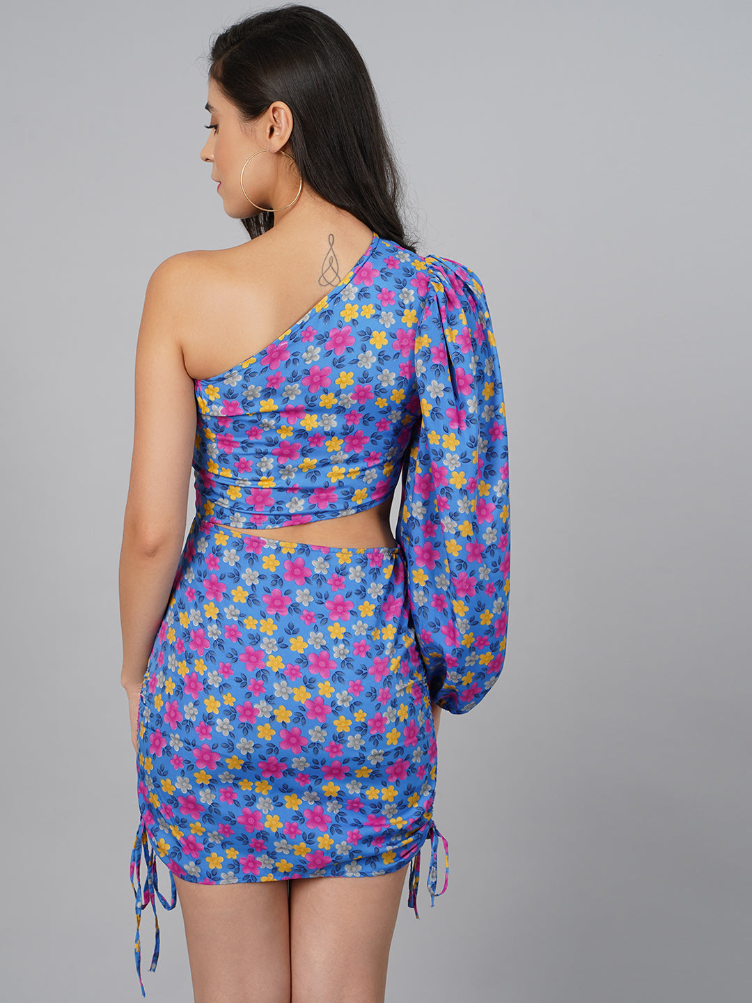 SCORPIUS Blue Floral Party Dress