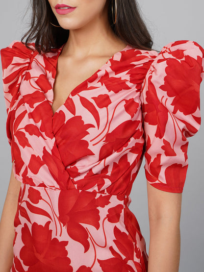 SCORPIUS Red Floral Dress