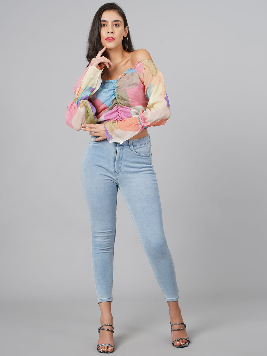 SCORPIUS Multicolour Offshoulder Top