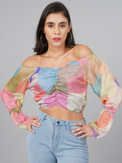 SCORPIUS Multicolour Offshoulder Top