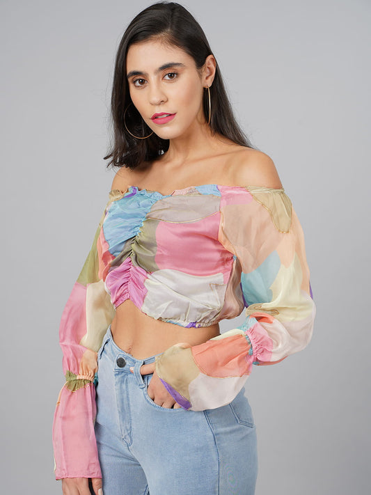 SCORPIUS Multicolour Offshoulder Top