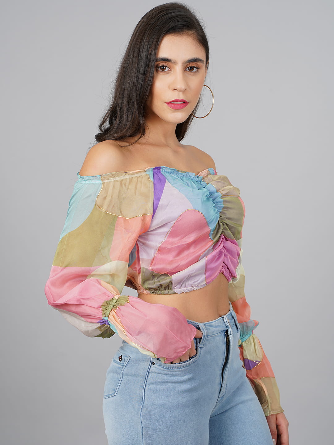 SCORPIUS Multicolour Offshoulder Top