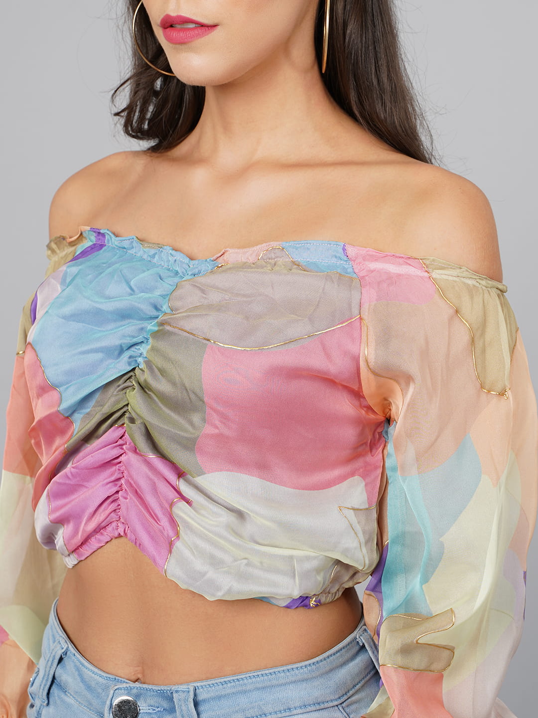 SCORPIUS Multicolour Offshoulder Top