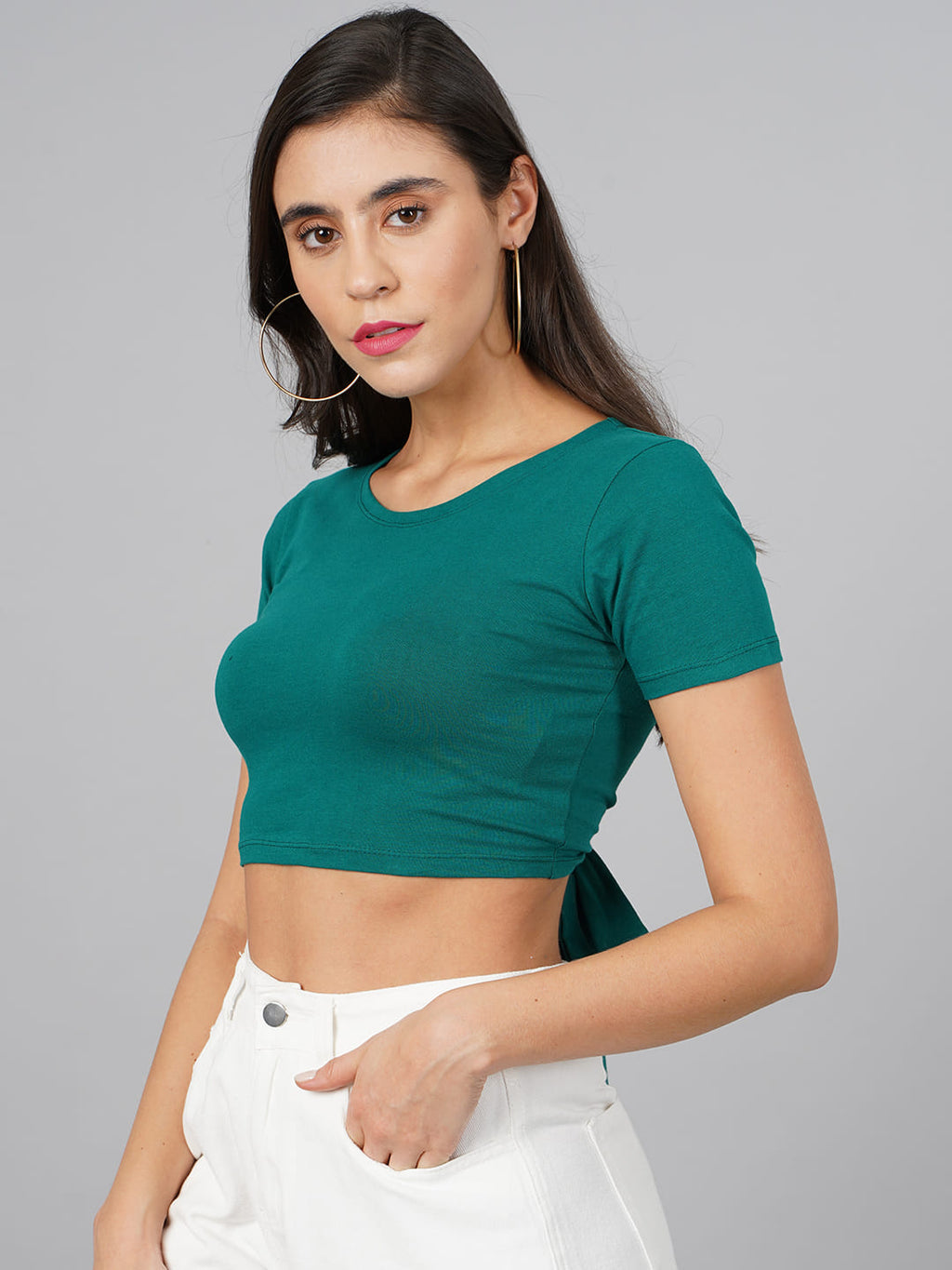 SCORPIUS Teal Back Knot Top