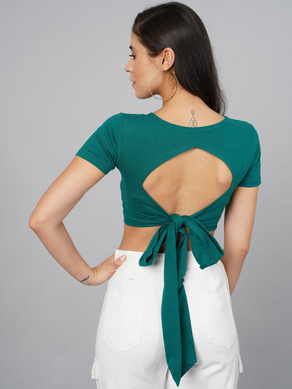 SCORPIUS Teal Back Knot Top