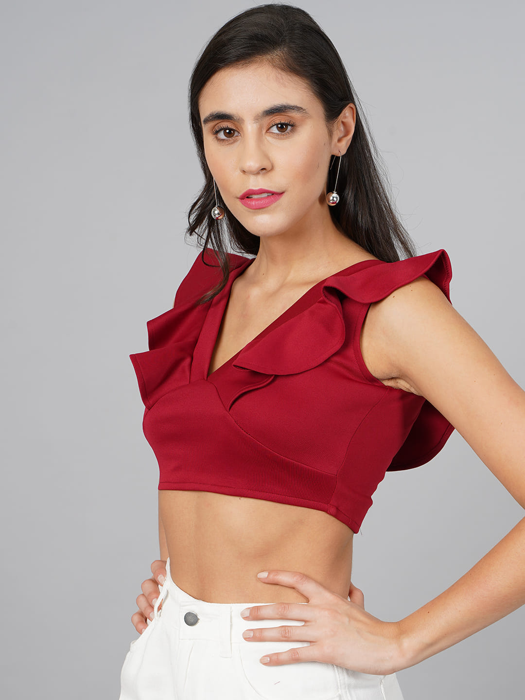 SCORPIUS Maroon Crop Top