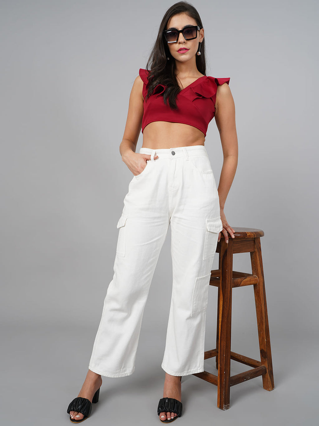 SCORPIUS Maroon Crop Top