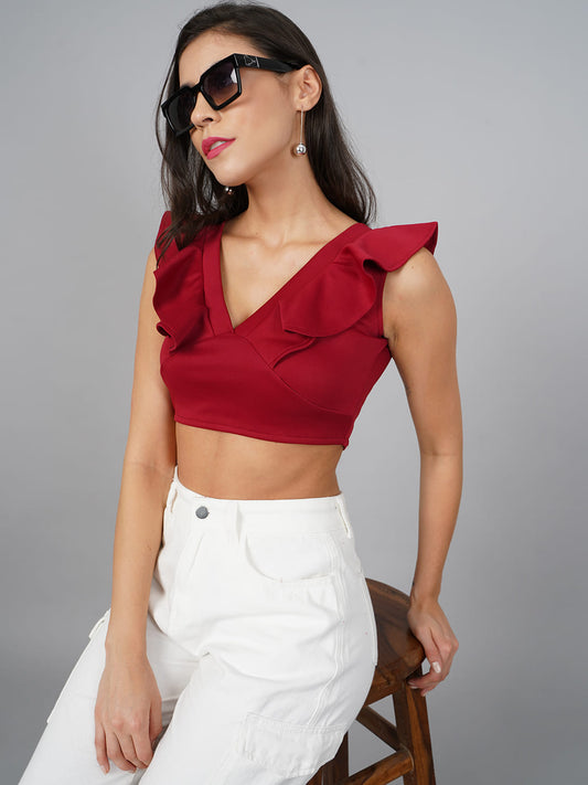 SCORPIUS Maroon Crop Top