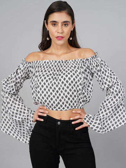 SCORPIUS Black & White Frill Top