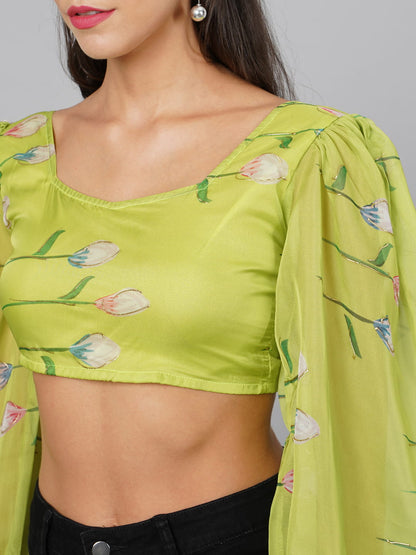 SCORPIUS Parrot Green Knot Top