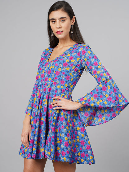 SCORPIUS Blue Floral Dress