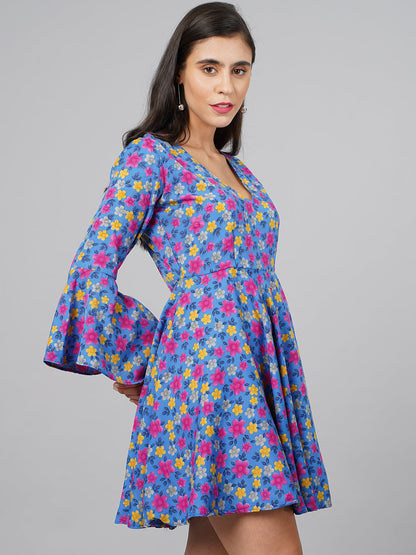 SCORPIUS Blue Floral Dress