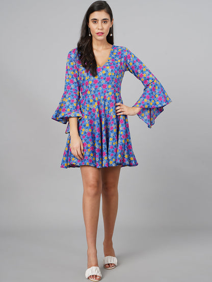 SCORPIUS Blue Floral Dress