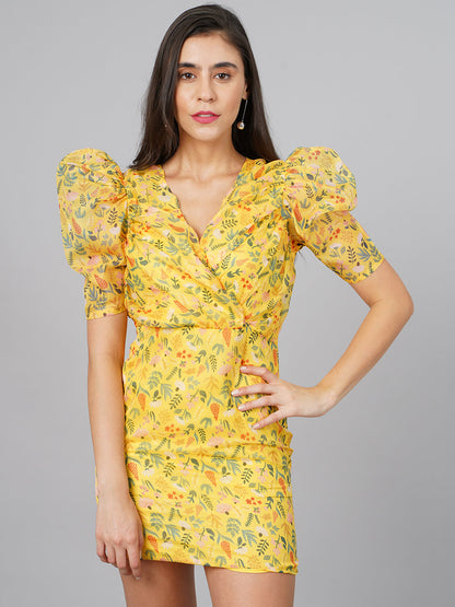 SCORPIUS Yellow Floral Dress