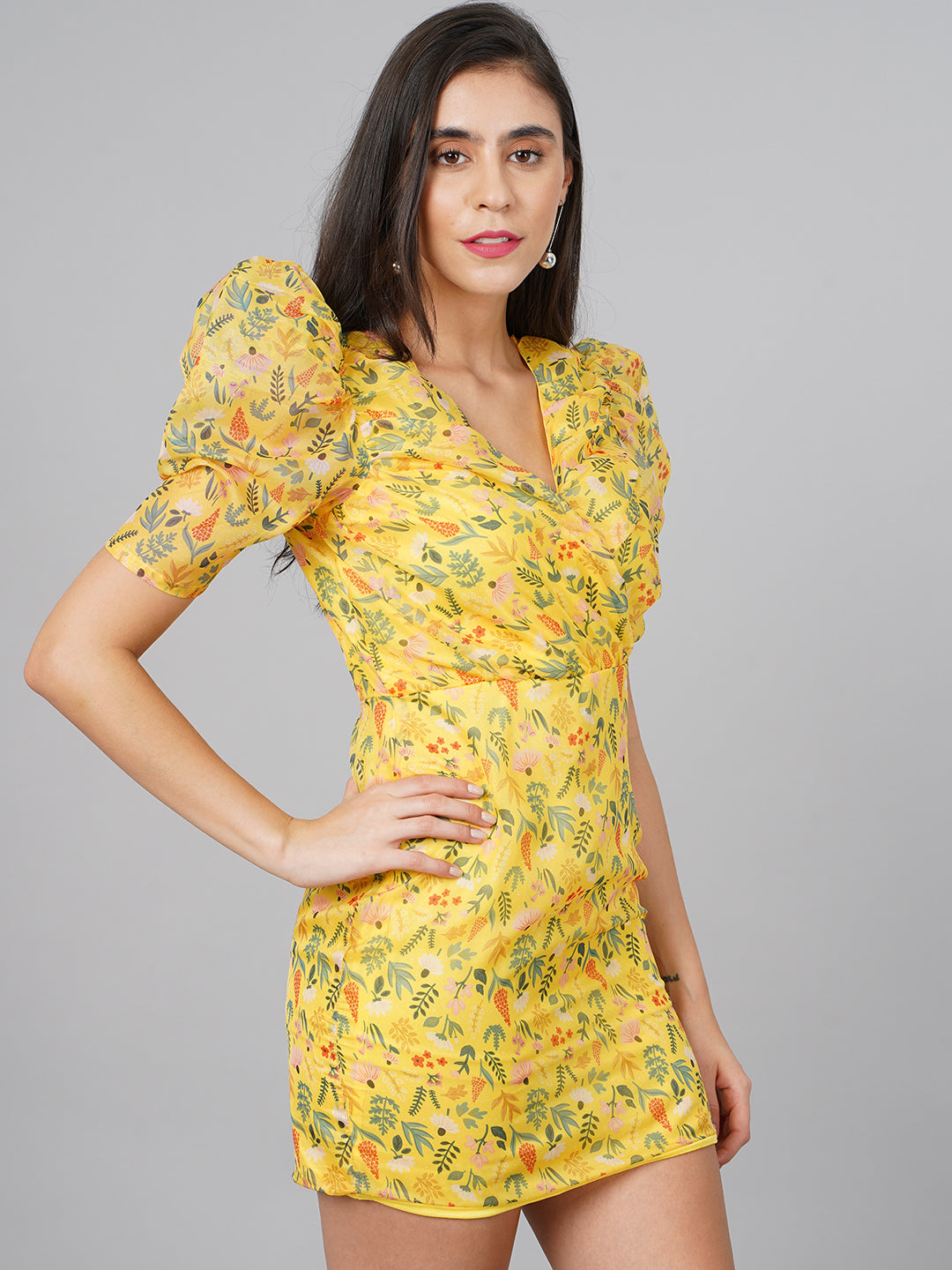 SCORPIUS Yellow Floral Dress