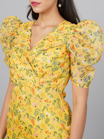 SCORPIUS Yellow Floral Dress
