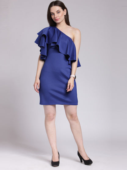 Blue Solid Dress