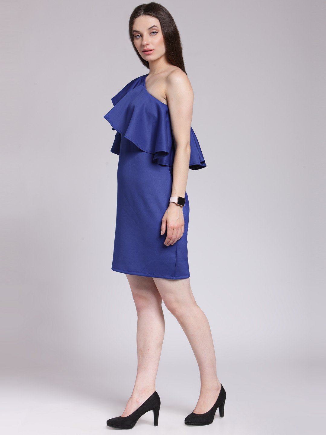 Blue Solid Dress
