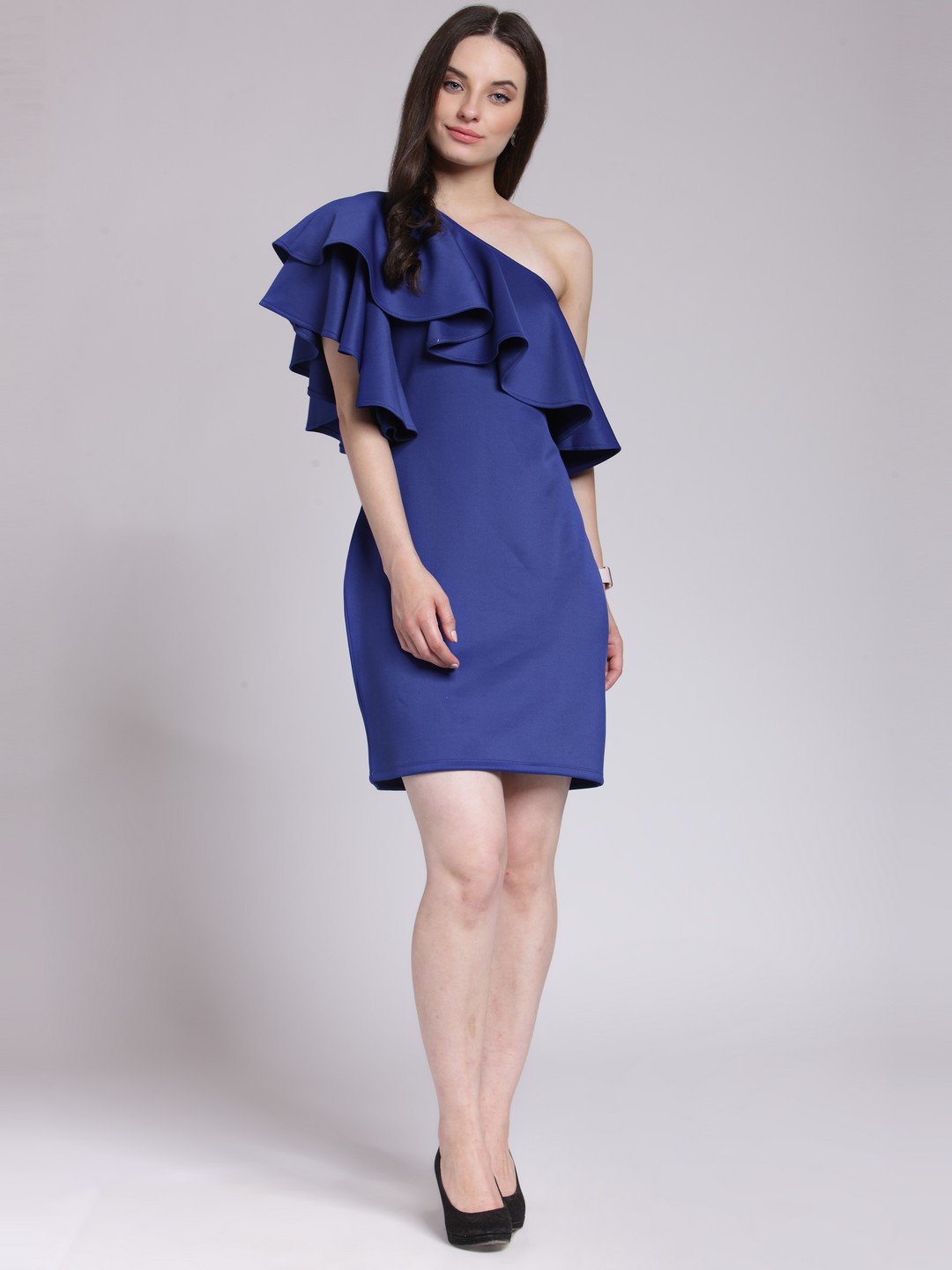 Blue Solid Dress