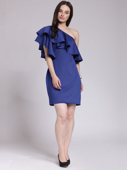 Blue Solid Dress