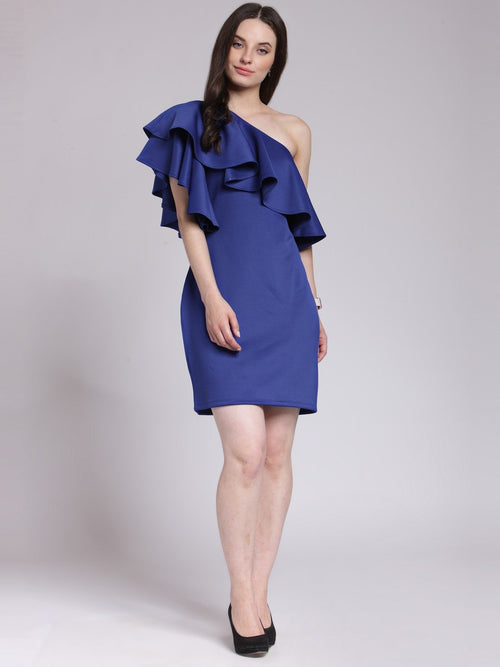 Blue Solid Dress