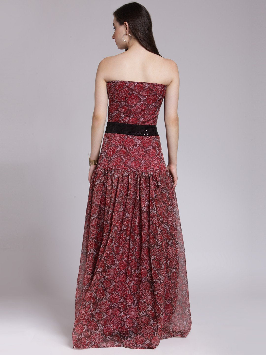 Marron Printed Dress