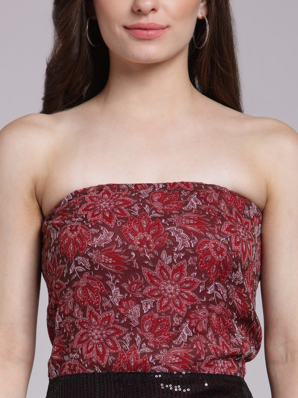 Marron Printed Dress