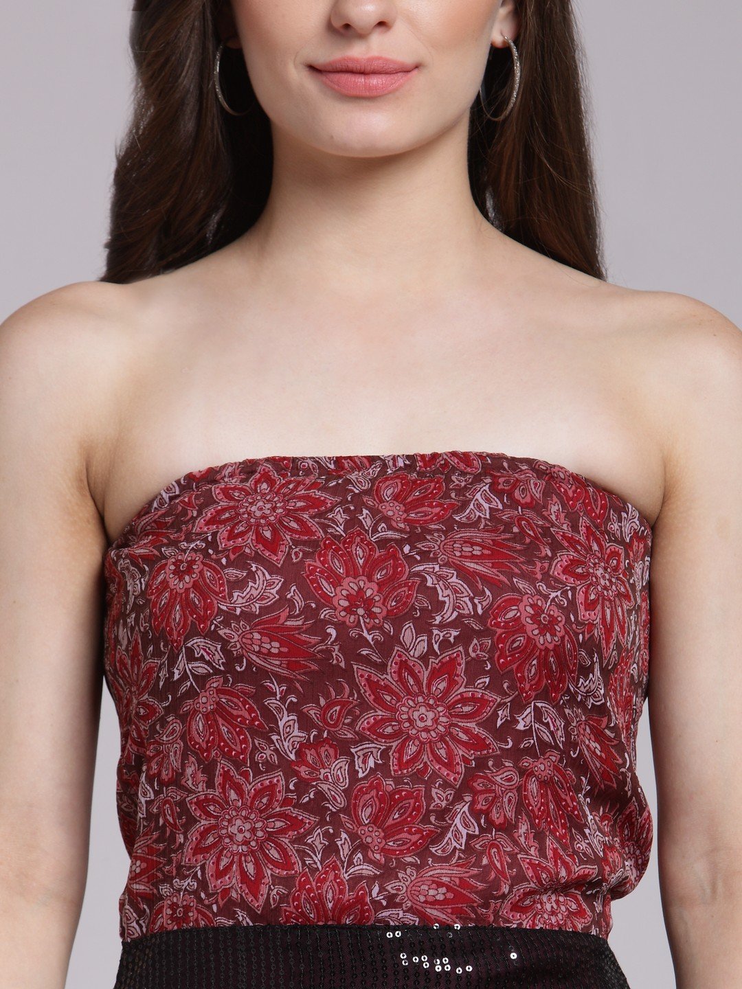 Marron Printed Dress