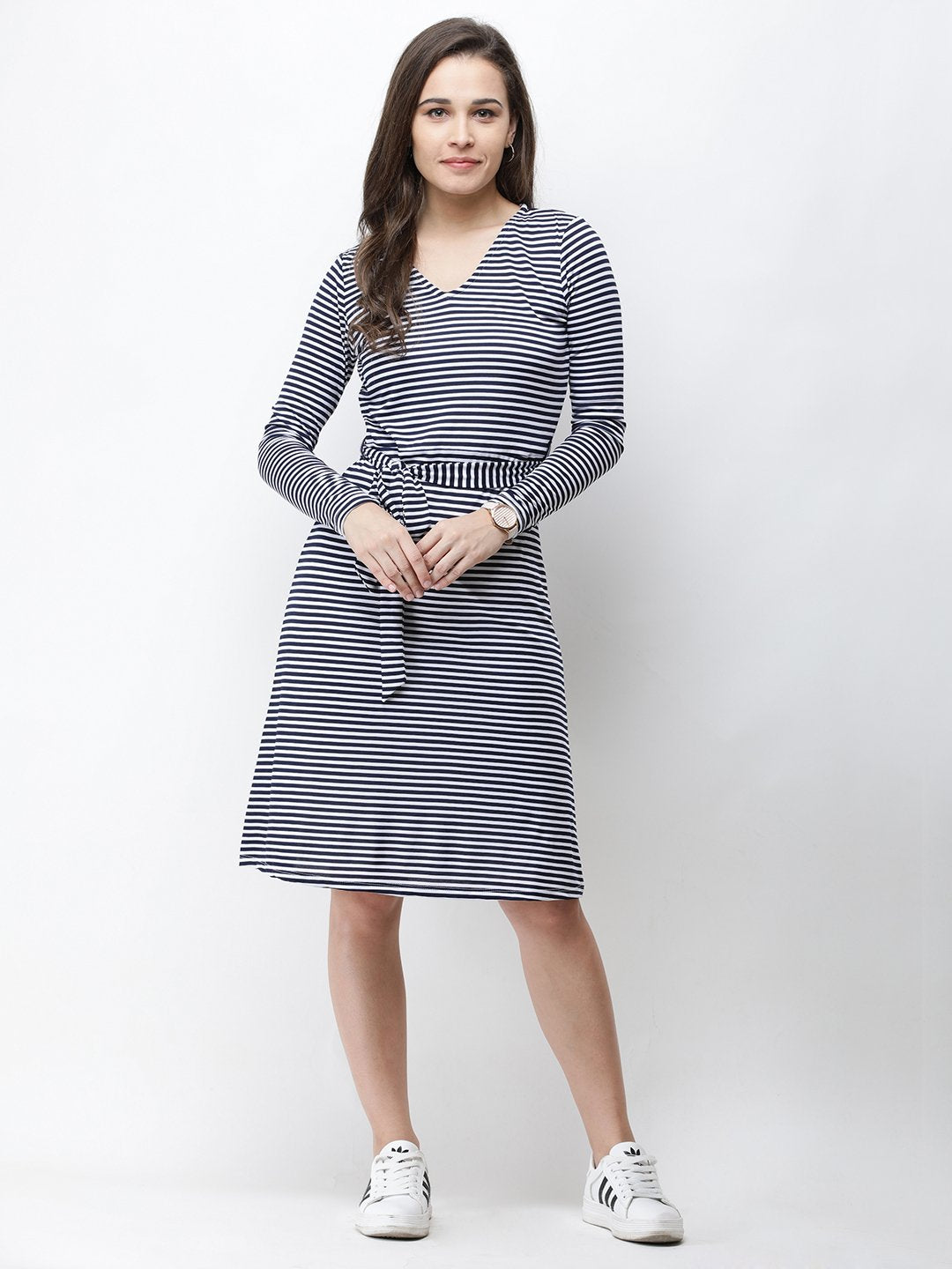 Cation White and Blue Stripes Dress
