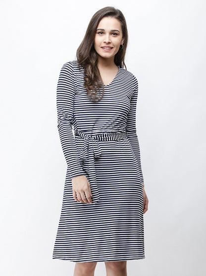 Cation White and Blue Stripes Dress