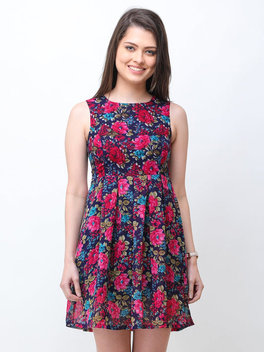 Navy printed dress