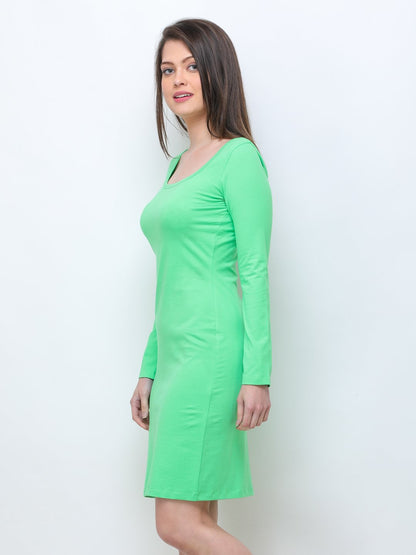 Green solid dress