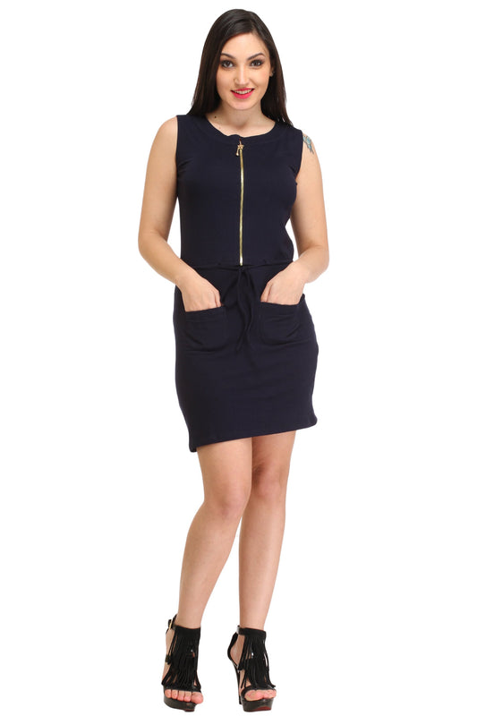 Blue Solid Dress