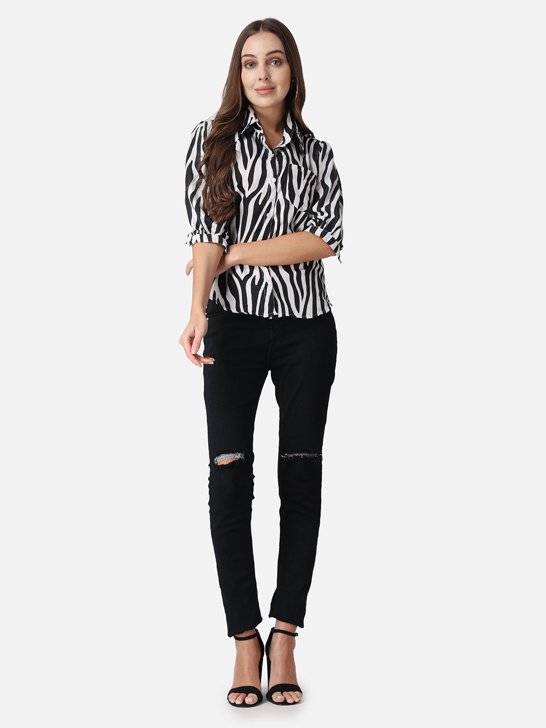 SCORPIUS Zebra Printed Casual Shirt