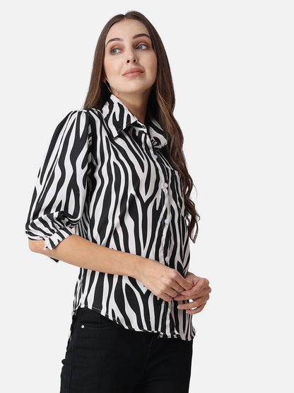SCORPIUS Zebra Printed Casual Shirt