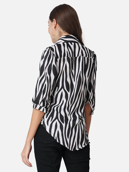 SCORPIUS Zebra Printed Casual Shirt