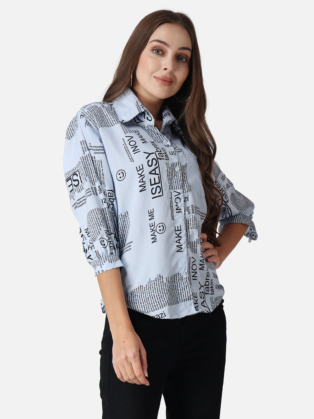 SCORPIUS Typography Blue Printed Casual Shirt