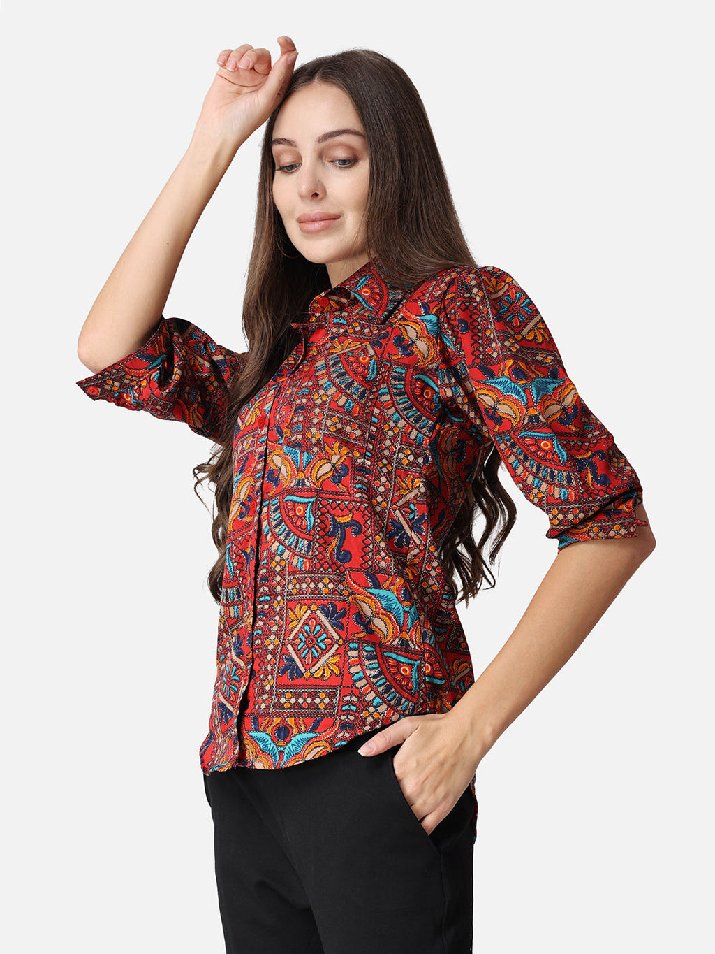 SCORPIUS Ethnic Motifs Printed Classic Fit Casual Shirt